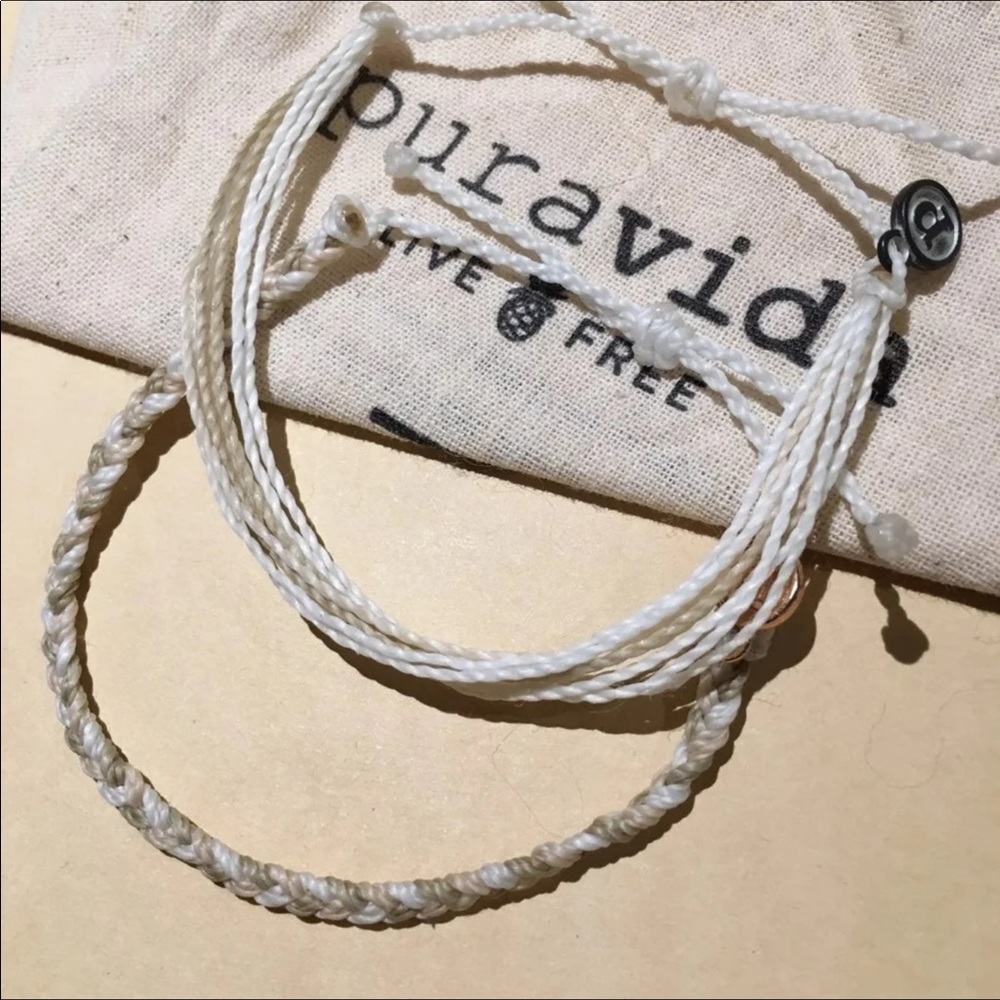 PURA VIDA Neutrals Coordinating Bracelet Set RARE - Picture 2 of 4